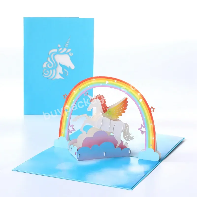 Zeecan Custom Design Luxury Pegasus Mother Day Greeting Card Love Mom 3d Pop Up Cards Handmade Greeting Card