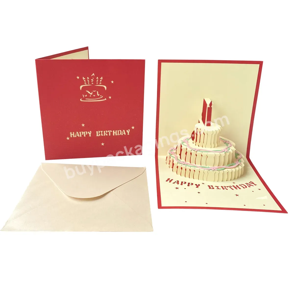 Zeecan Decorating Gift Paper Handicraft Laser Cutting 3d Pop Up Greeting Card 3d Happy Birthday Cake Invitation Card - Buy Decoration For Greeting Card,Custom Made Greeting Cards,Laser Cut Greeting Card.