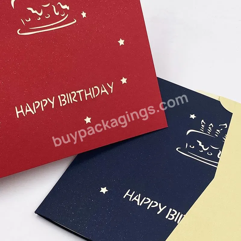 Zeecan Decorating Gift Paper Handicraft Laser Cutting 3d Pop Up Greeting Card 3d Happy Birthday Cake Invitation Card - Buy Decoration For Greeting Card,Custom Made Greeting Cards,Laser Cut Greeting Card.