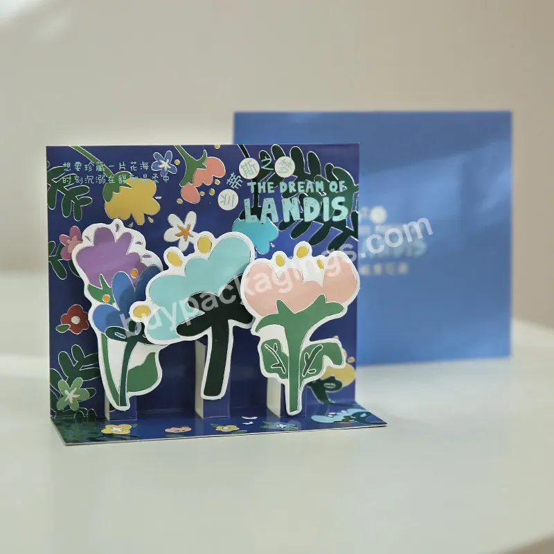 Zeecan Factory Direct Sell Flower Bouquet Pop Up Card Handmade Laser Cut 3d Printing Pop Up Happy Birthday Greeting Card