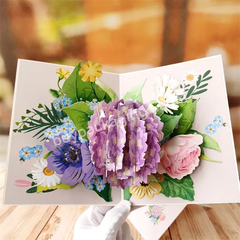 Zeecan Flower Bouquet Pop Up Card Wedding Invitations Cards Valentine's Day Anniversary Greeting Gifts 3d Handmade Pop Up Card