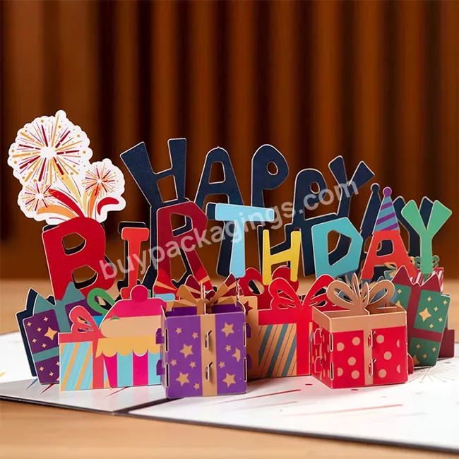 Zeecan Happy Birthday Gift Box Pop Up Card Laser Cut 3d Pop Up Paper Flowers Bouquet Love Greeting Cards For Mother Day