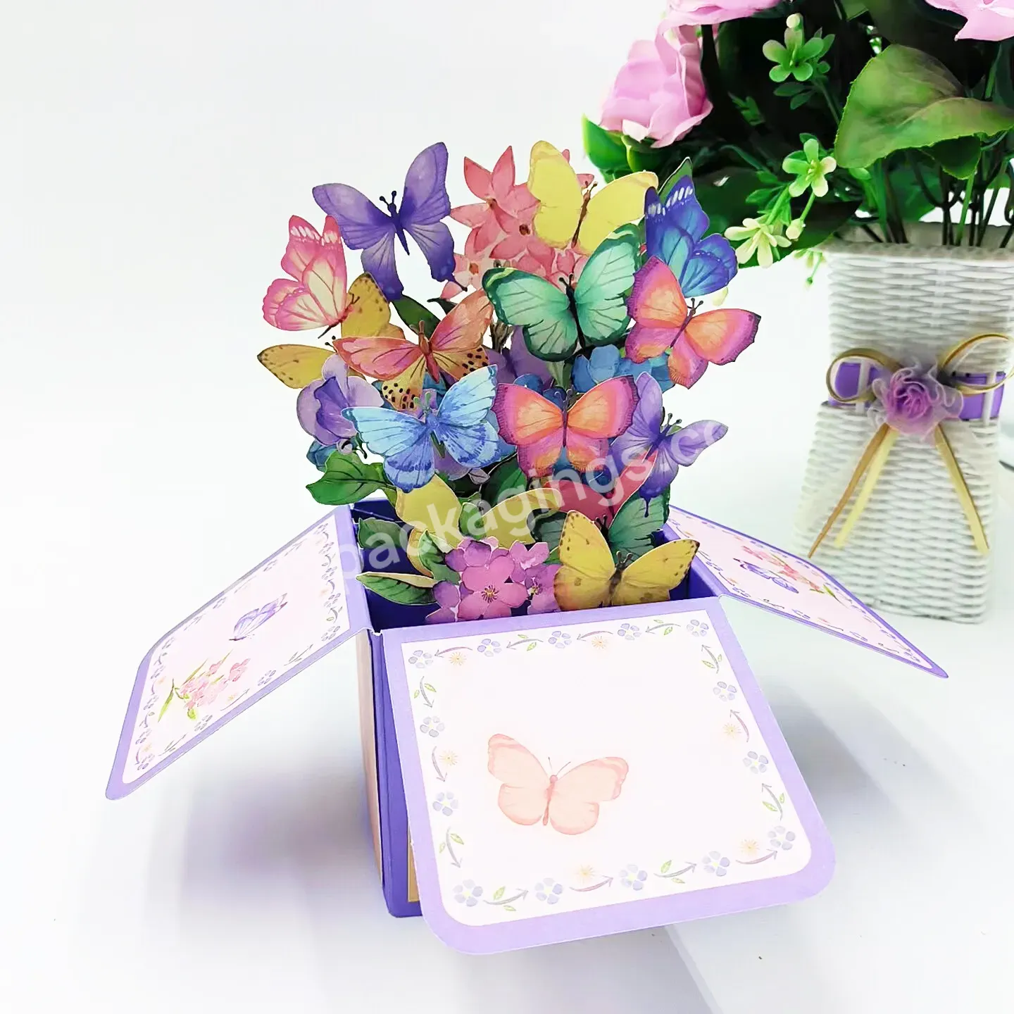 Zeecan High Quality Butterfly And Floral Pop Up Card Wholesale 3d Pop Up Cards Mom Gift Mother Day Gift Idea Greeting Cards - Buy Flower Pop Up Greeting Card,Green Butterfly And Floral Pop Up Cards,Thankful Card Greeting Card.