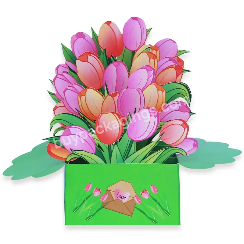 Zeecan Popular Diy Mothers Day Gift Tulip Pop Up Flower Bouquet Custom Printing Greeting Card Celebrate Holiday - Buy Creative Greeting Cards,Specialty Greeting Cards,Birthday Card Custom 13x18.