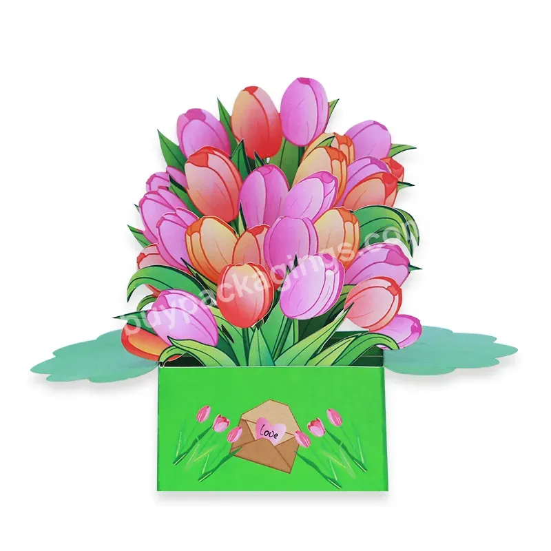 Zeecan Popular Diy Mothers Day Gift Tulip Pop Up Flower Bouquet Custom Printing Greeting Card Celebrate Holiday - Buy Creative Greeting Cards,Specialty Greeting Cards,Birthday Card Custom 13x18.