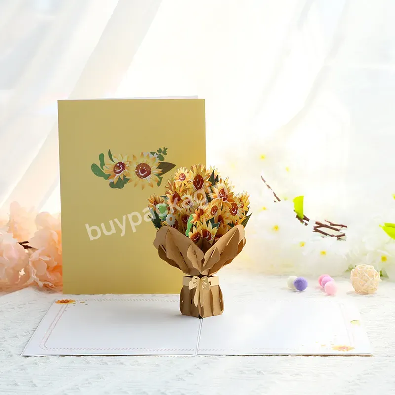 Zeecan Sunflower Bouquet Flower Paper Art 3d Pop Up Card Cards With Envelope For Birthday Anniversary Valentines Mothers Day - Buy Greeting Cards Blank Paper,Mini Creative Greeting Cards,Specialty Greeting Cards Supplier.