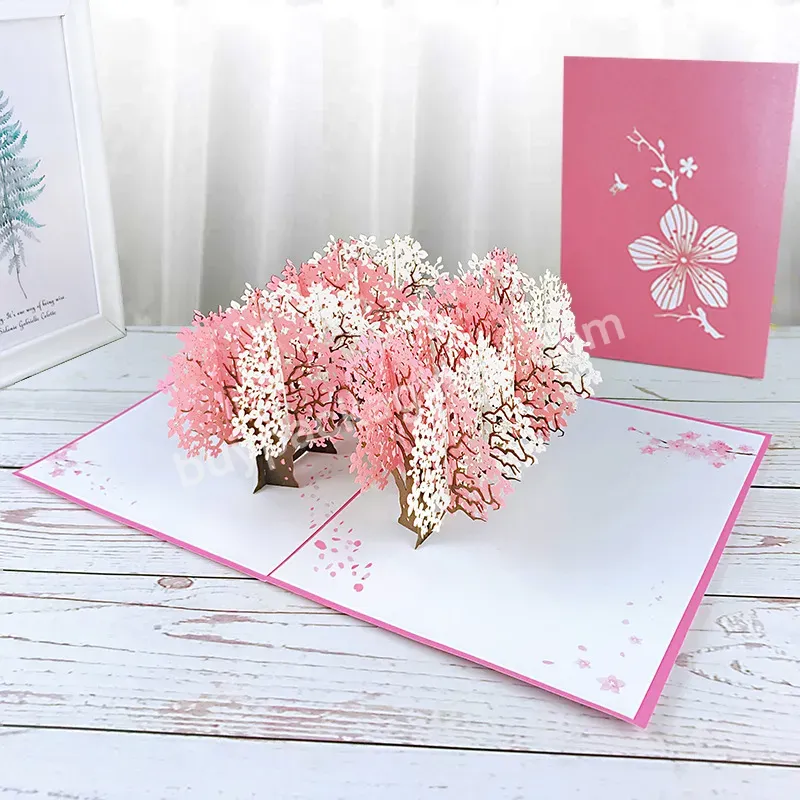 Zeecan Vintage 3d Carving Bouquet Cherry Greeting Card Teachers Birthday Valentines Day Gift Flowers Pop Up Greeting Card