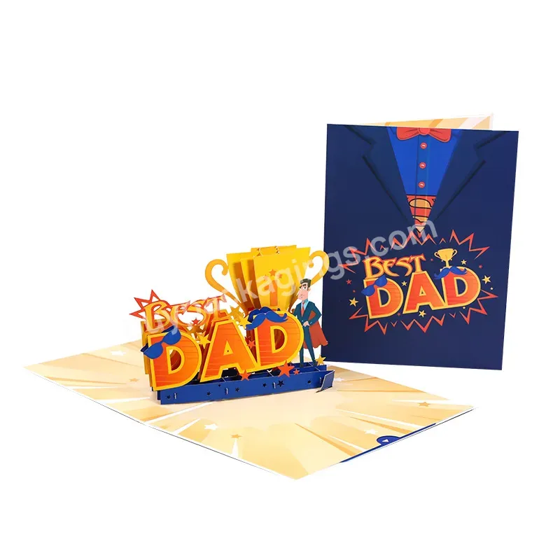 Zeecan Wholesale High Quality Fathers Day Gift Business Gift Best Dad 3d Pop Up Card Greeting Card