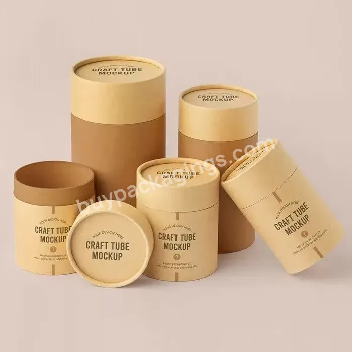 Zero Plastic Brown Paper Tube Packaging Custom Cardboard Cylinder Box Packaging For Candle/bottle/cosmetic