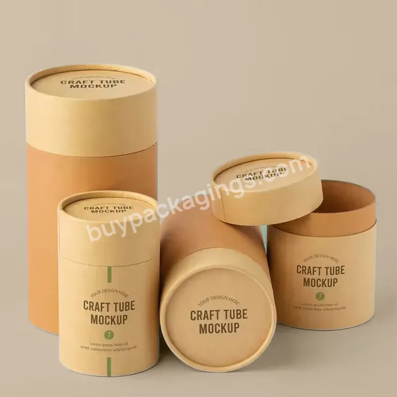 Zero Plastic Brown Paper Tube Packaging Custom Cardboard Cylinder Box Packaging For Candle/bottle/cosmetic