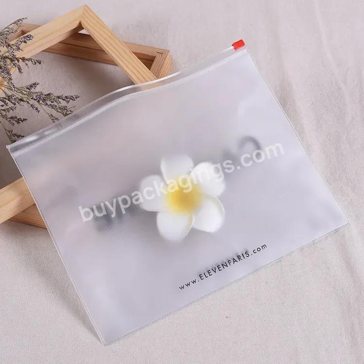 Zip Lock Custom Printed Logo Clear Pvc Jewelry Frosted Plastic Bag With Slider Zipper T Shirt Packaging Zipper Bags For Clothing