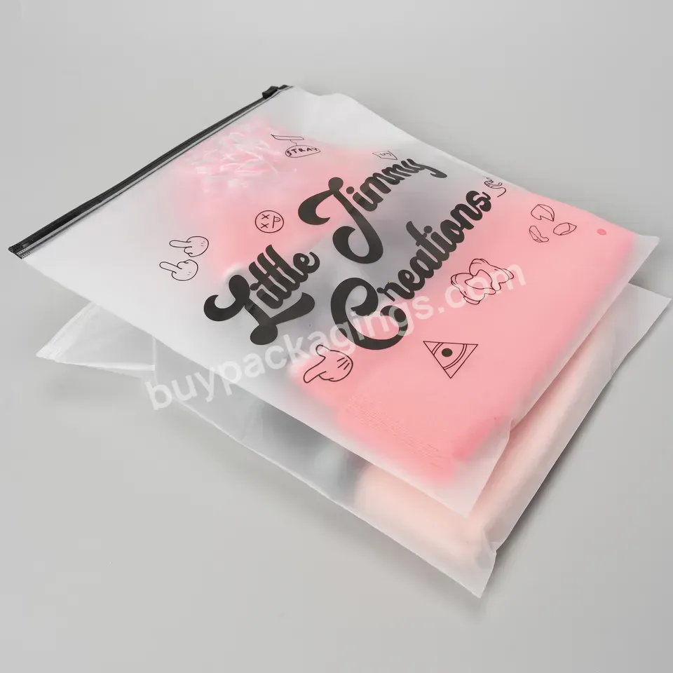 Zipper Bag Custom Logo & Size Frosted Plastic Zipper Bag Transparent Plastic Packing Zipper Bag With Logo For Clothing