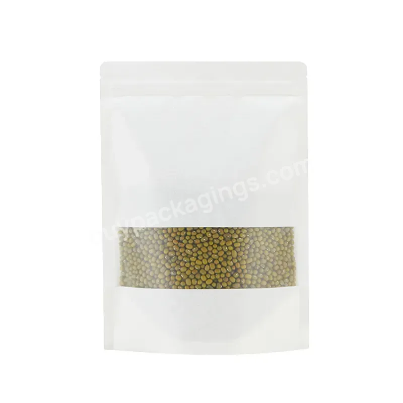 Zipper Sealable Paper Food Tea Bag Design Logo Frosted Window Packing Paper Bags With Your Own Logo