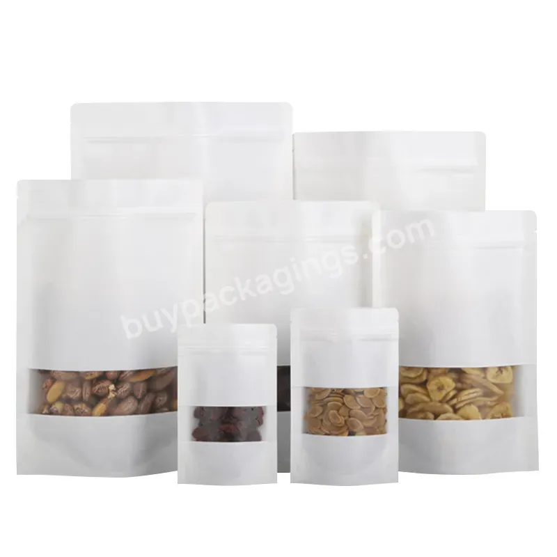 Zippered Kraft Paper Window Bag Vertical Food Nut Powder Snack Packaging Bag