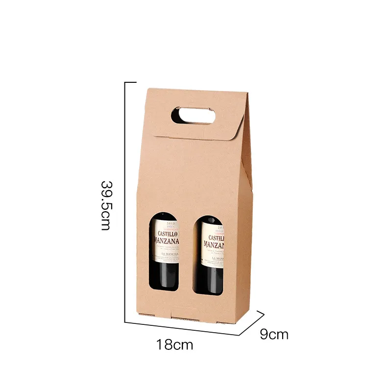 ZL Custom Wholesale 2 Sizes Corrugated Paper Folding Wine liquor gift box With Handle And Window