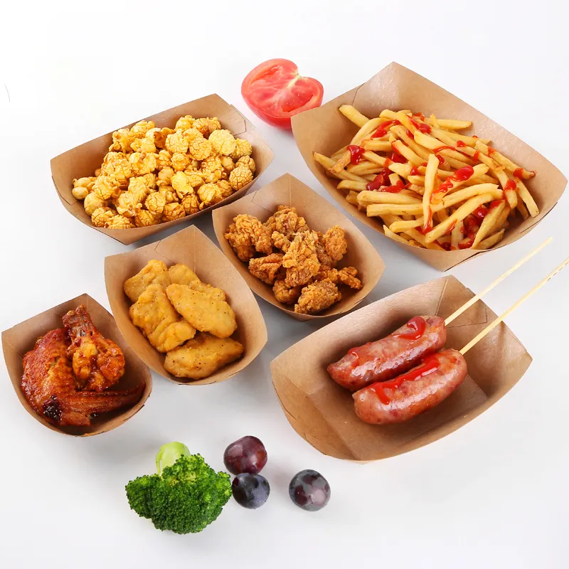 ZL Disposable Kraft Food Packaging fish and chips paper box kebab packaging boxes paper bento box Cheap Party Paper Plates