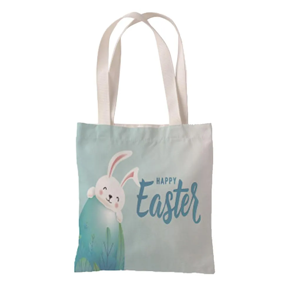 ZL Easter Pattern Bunny Egg Canvas Material Shoulder Bag Handbag Leisure Coin Bag Wild Bag