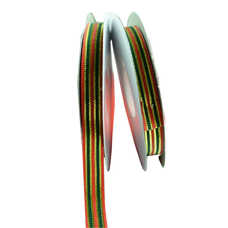 ZL Red Green Gold Gifts Packaging Stripe Nylon Braided rope Christmas Ribbons Cake Decorations Bow Woven Ribbon