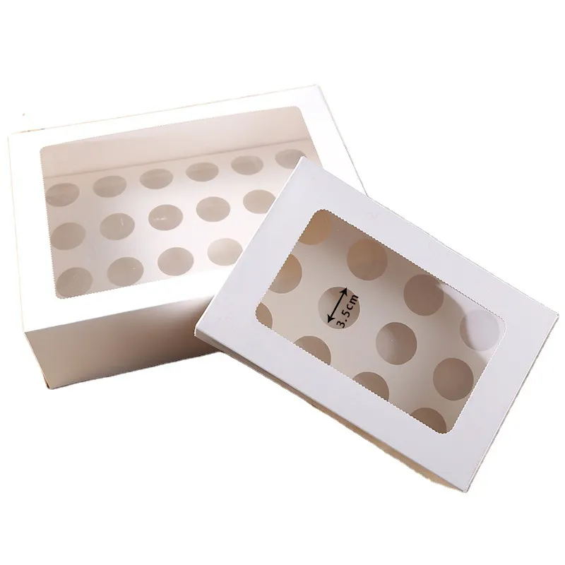 ZL White 12 24 Holes Square Clear Window Cake Box Wedding Birthday Party Mini Individual Cupcake Boxes With Insert