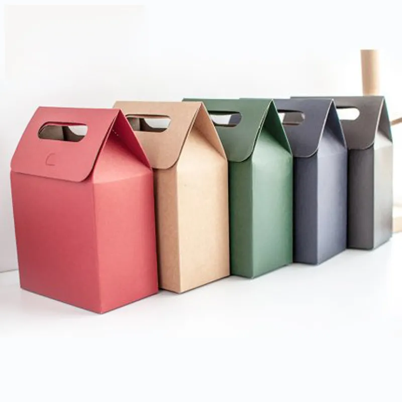 ZL Wholesale Custom Vintage Eco Friendly Packaging Food Clothes Tea Dry Fruit Foldable Flip Paper Gift Bag With Die Cut Handle
