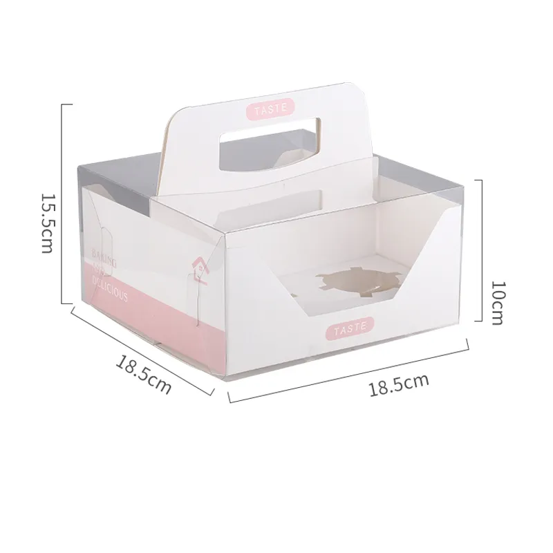ZL Wholesale MOQ 30pcs Luxury 4 And 6 Holes Insert Cookie Cupcake Cake Muffin Packaging Empty Foldable Clear Lid Box With Handle
