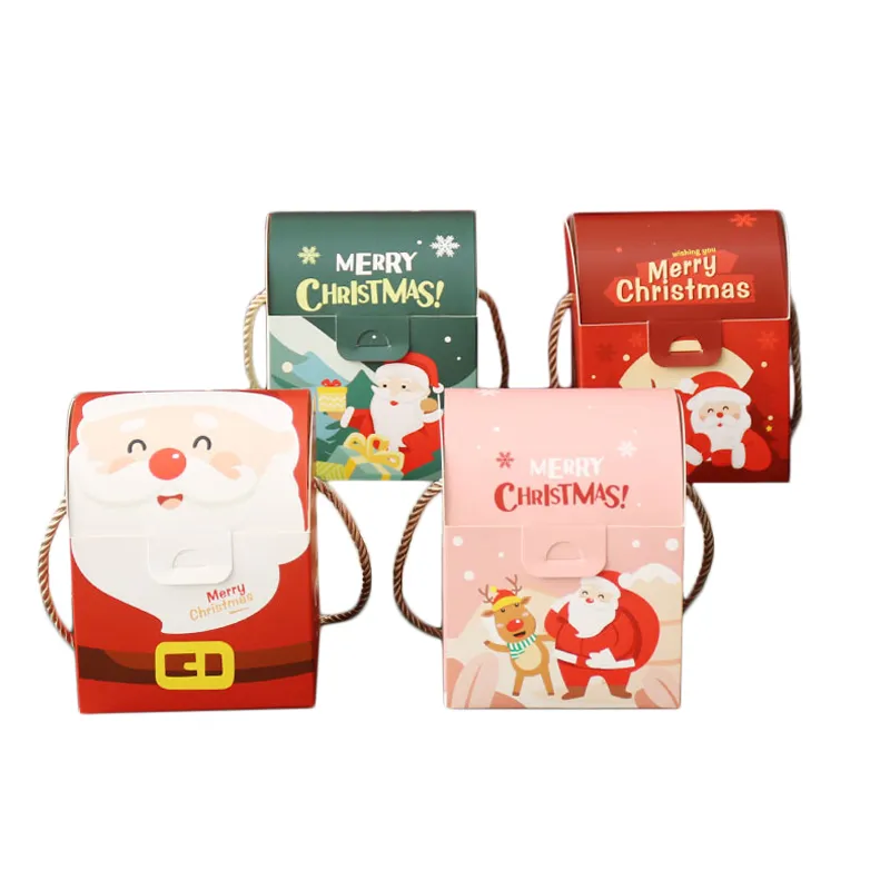 ZL Wholesale Unique Packaging Chocolate Candy Cookie Small Portable Kid Children Christmas Gift Paper Boxes With Rope Handle