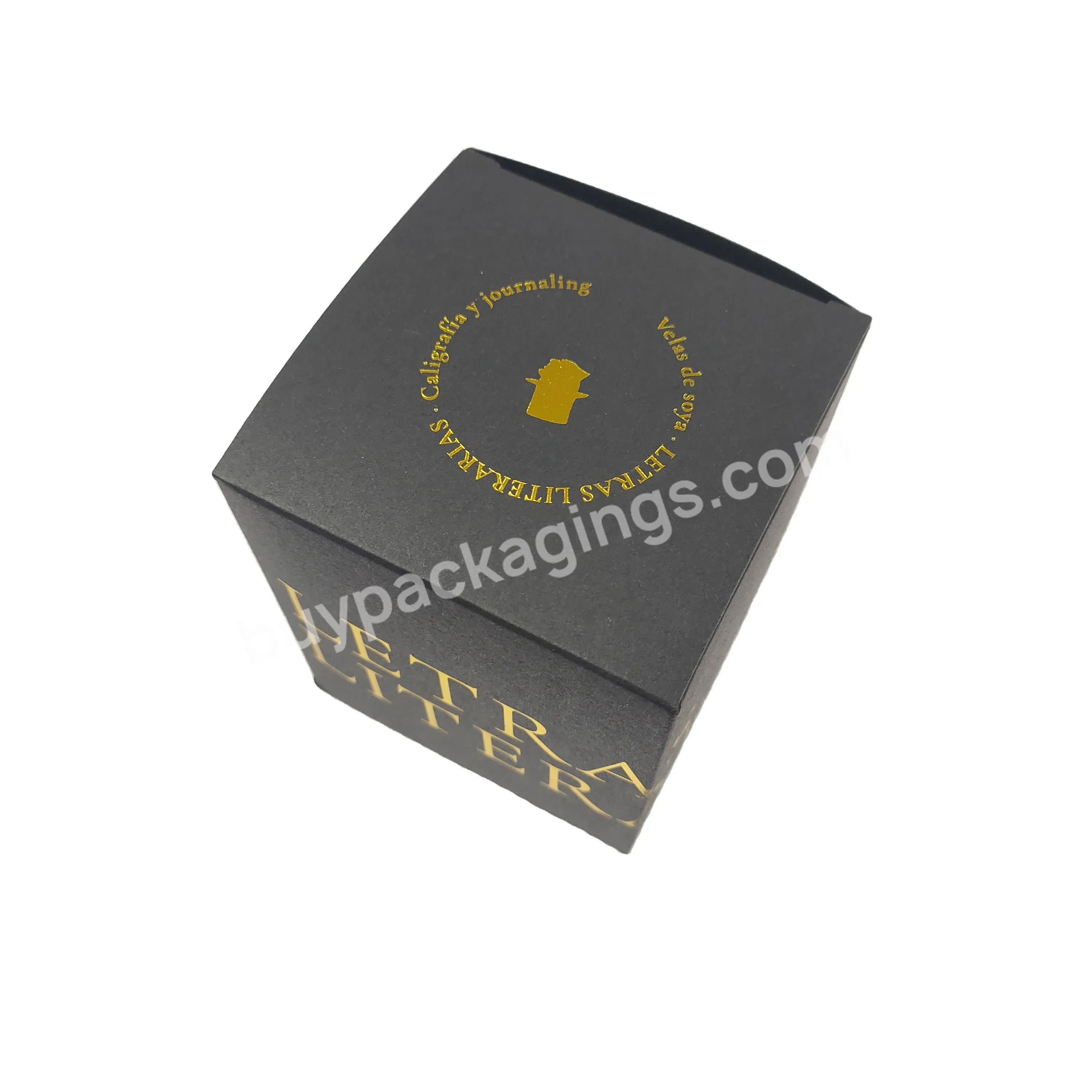 Black Paper Gift Boxes Custom Logo And Pattern For Candles Box Packaging