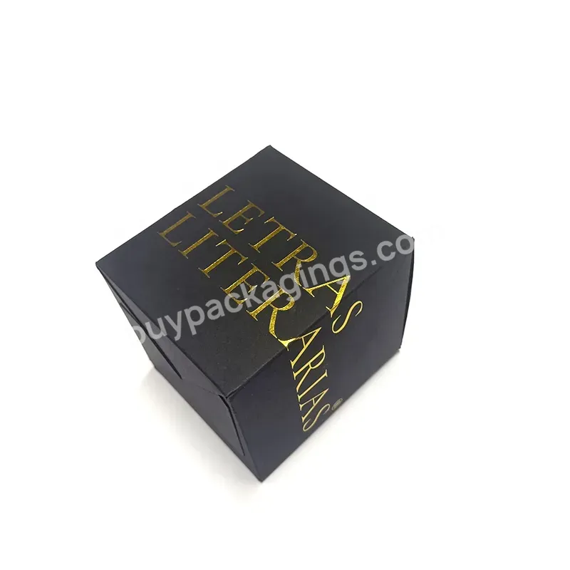 Black Paper Gift Boxes Custom Luxury Gold Foil Logo For Candle Box Packaging