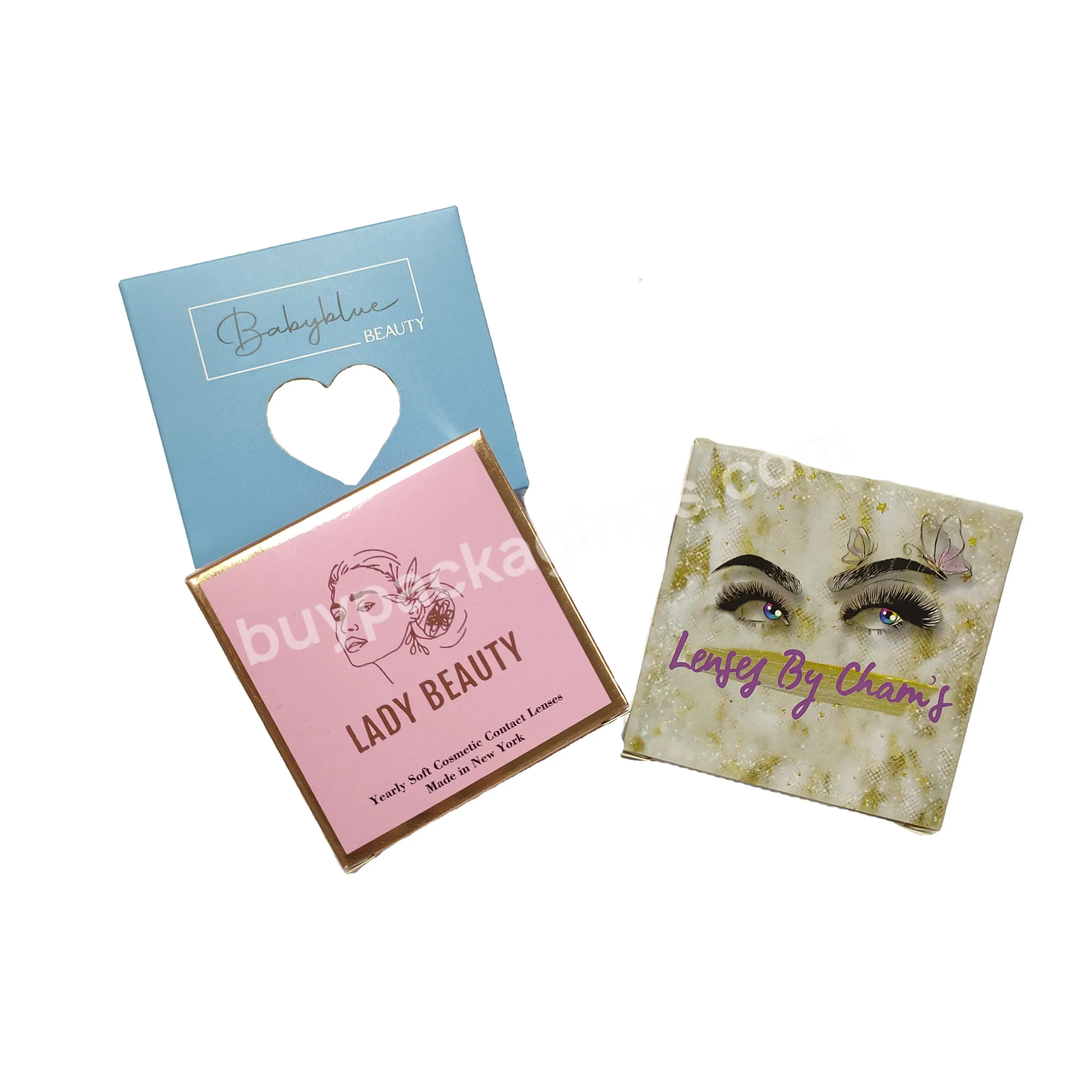 Customized Paper Cosmetics Contact Lenses Box With Embossing Logo