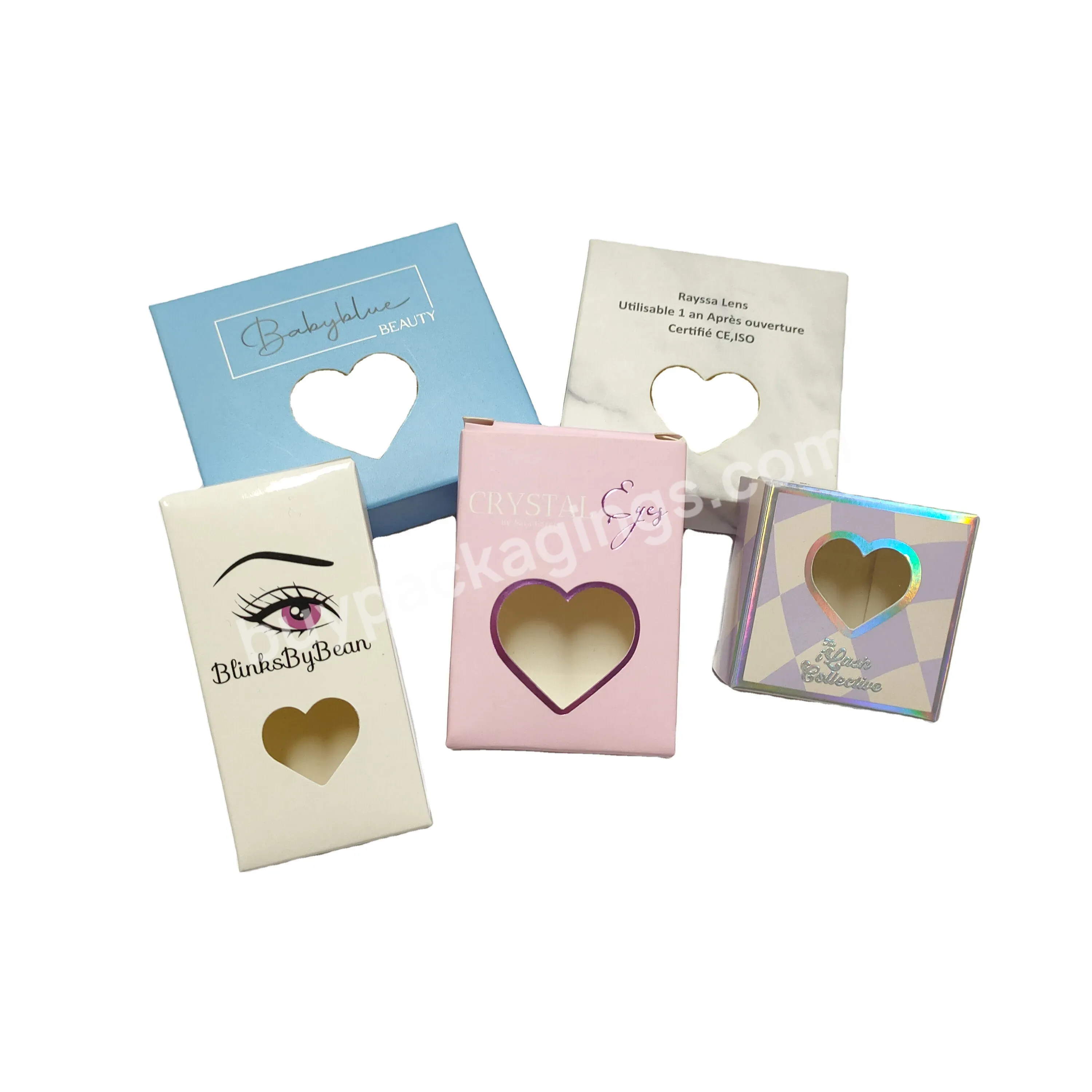 Customized Paper Cosmetics Contact Lenses Box With Embossing Logo