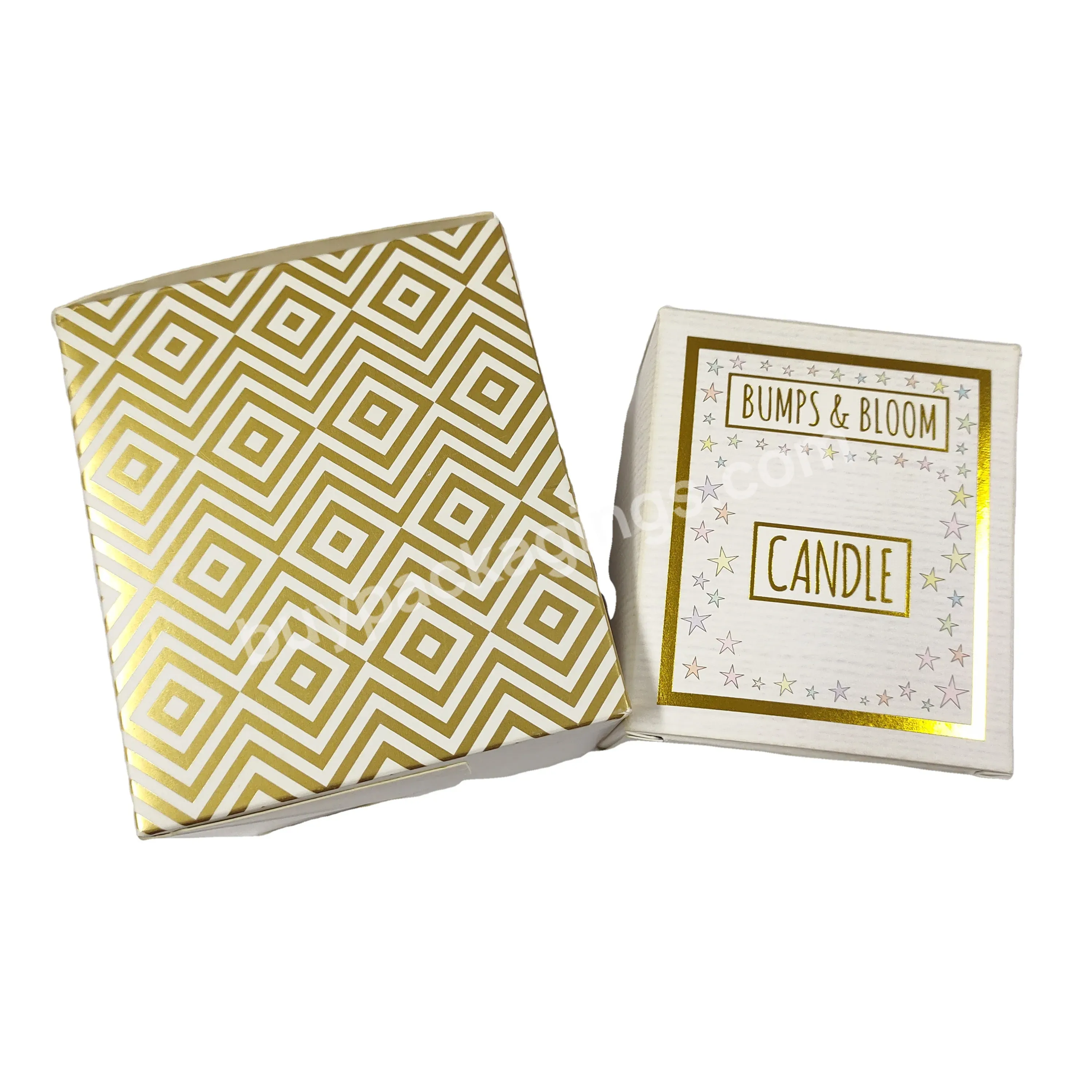 Exquisite Paper Gift Box Custom Gold Foil Logo For Scented Candle Box