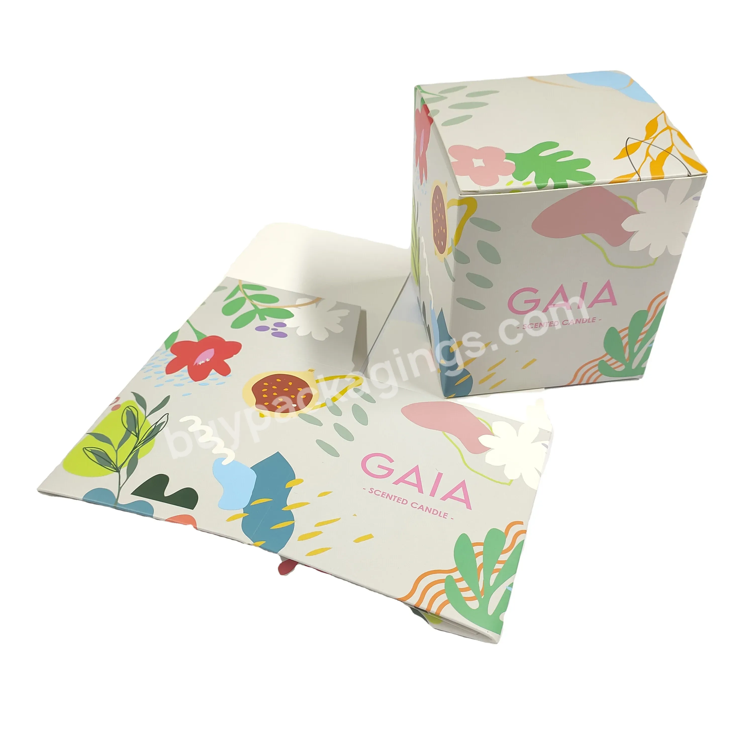 Exquisite Printing Flower Pattern Gift Box Packaging For Soy Candle