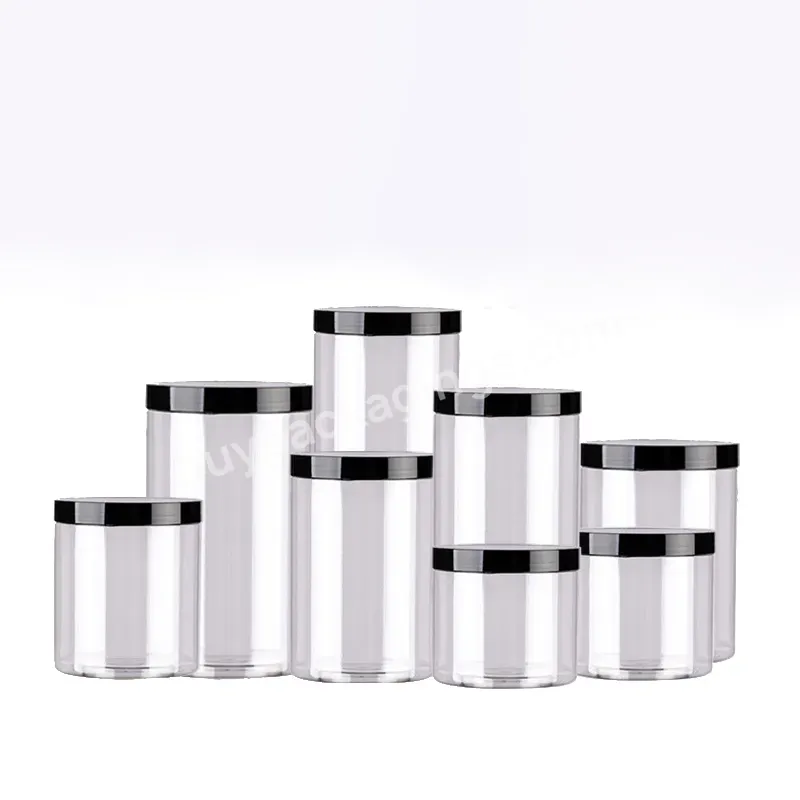 Jar With Lid Manufacture Food Grade Pet Clear Plastic China Transparent Chocolate Quantity Cookie Western Oem Candy Cylinder Cap - Buy 30ml 50ml 100ml 120ml 200ml 250ml 400ml 500ml Food Grade Clear Plastic Pet Storage Jar Container With Aluminum Lid,