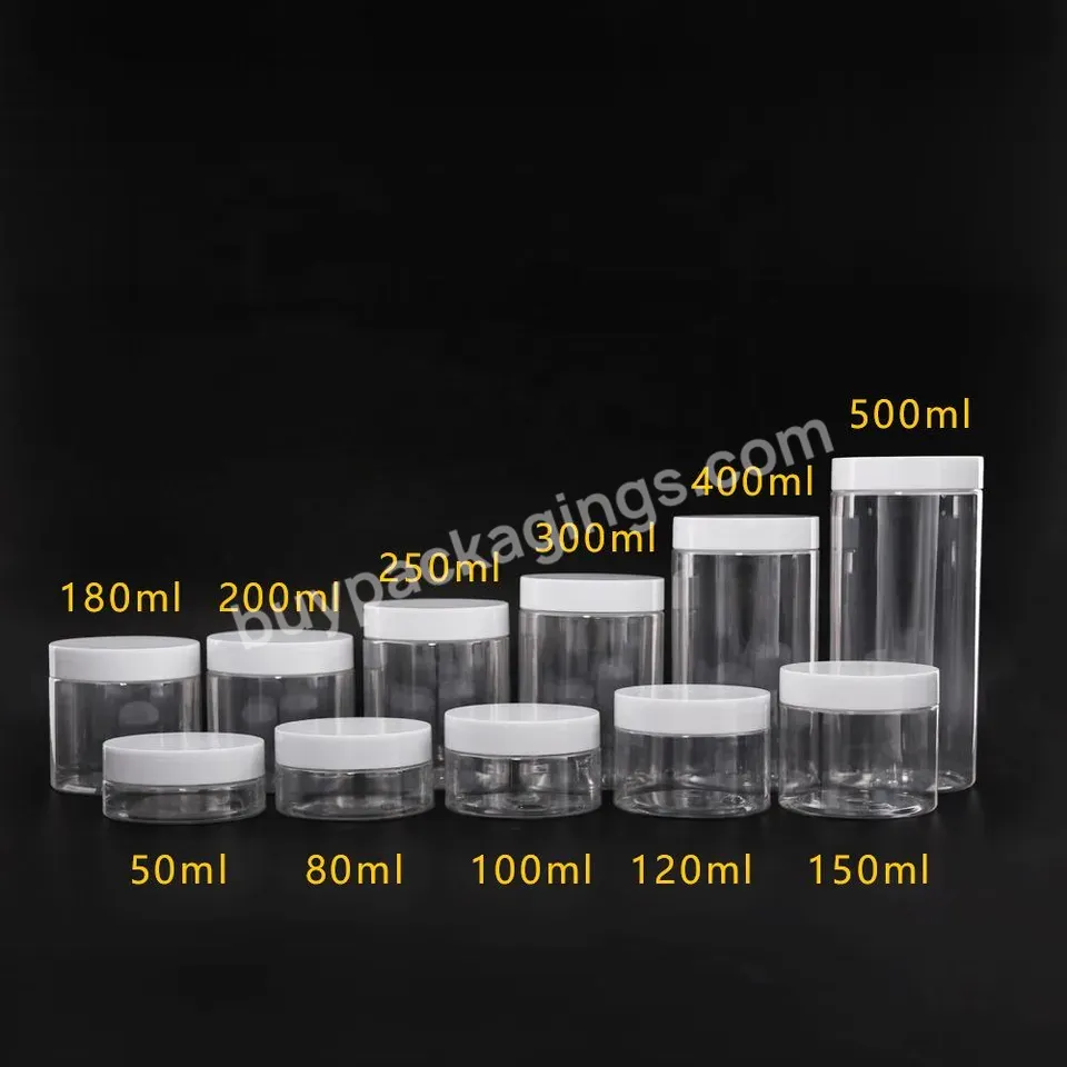 Jar With Lid Manufacture Food Grade Pet Clear Plastic China Transparent Chocolate Quantity Cookie Western Oem Candy Cylinder Cap - Buy 30ml 50ml 100ml 120ml 200ml 250ml 400ml 500ml Food Grade Clear Plastic Pet Storage Jar Container With Aluminum Lid,