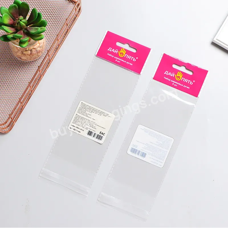 Opp Bags/custom Self Adhesive Sealing Tape Bags Plastic Cellophane Header Printed Opp Bopp Bag Packing