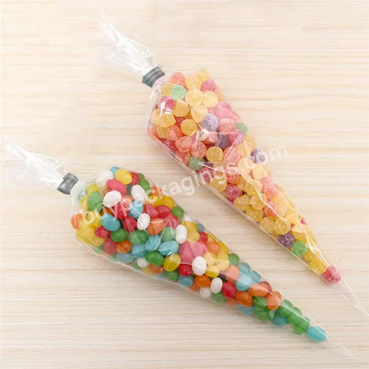 Opp Cone Bag Cellophane Bags Clear Triangle Treat Bags With Twist Ties For Candies Handmade Foods Packing