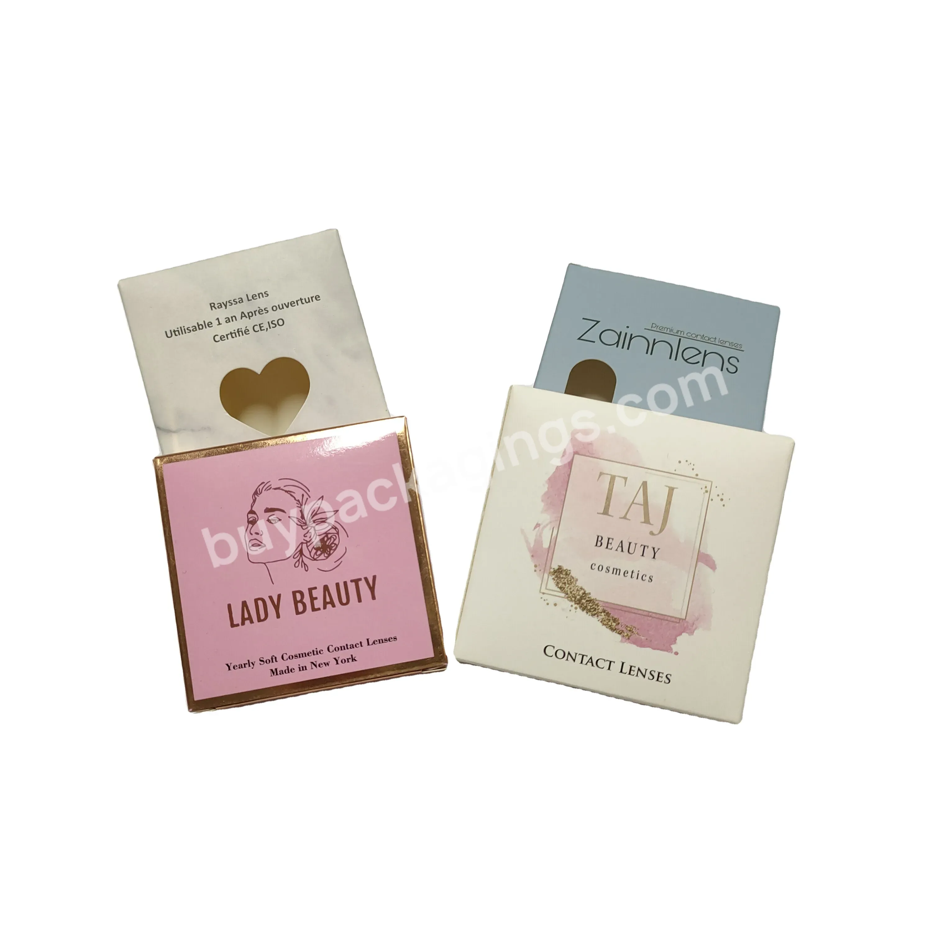 Pink New Design Paper Cosmetics Contact Lenses Boxes With Private Logo