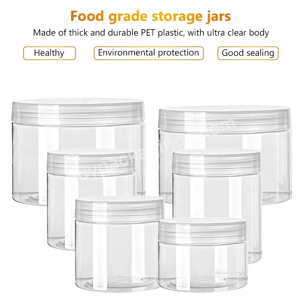 Plastic Storage Jars With Screw-on Lids Refillable Pots Makeup Balm Container 30-150ml Clear Pet Plastic Jars Pots Food Crafts