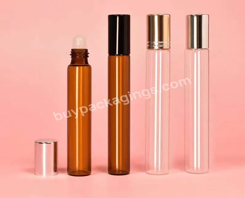 10ml Empty Amber Glass Roller Bottle With Gold Cap - Buy Glass Cosmetic Jars,Cosmetic Glass Jar,Skincare Packaging Set.