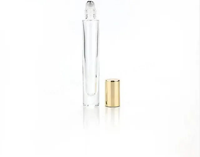 10ml Empty Glass Roller Bottle With Gold Cap - Buy Glass Cosmetic Jars,Cosmetic Glass Jar,Skincare Packaging Set.