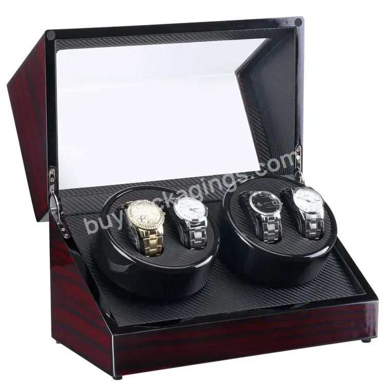 2020 Luxury Auto-rotate Watch Display Box Black Gloss Wooden Motor Drive Watch Winder 2+2 Watches Box