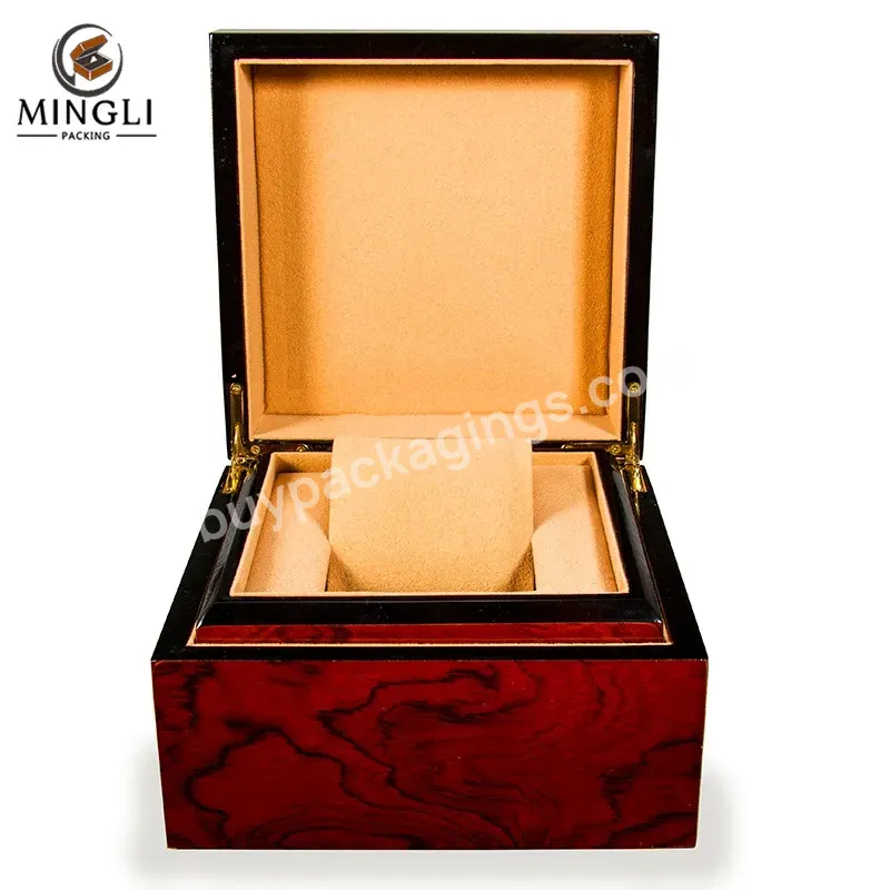 2020 Mingli Luxury Wooden Packaging Gift Box With Leather Pillow And Custom Logo Watch Box