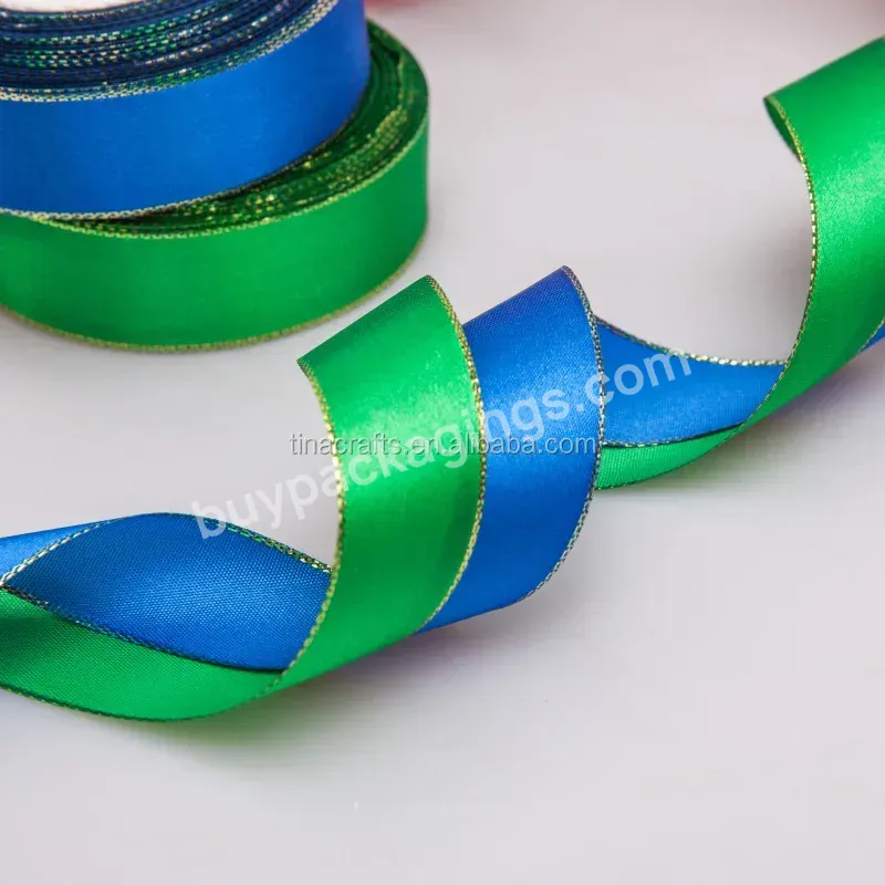 2cm Polyester Satin Ribbon With Gold Brim