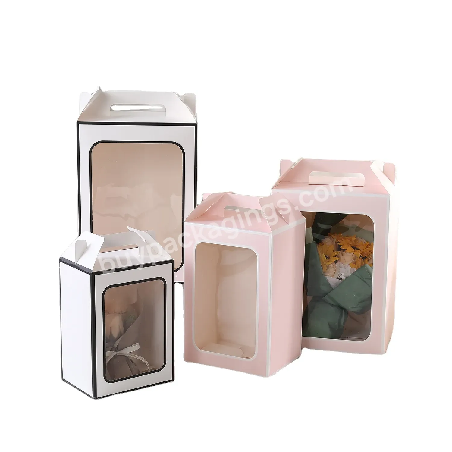 Bear Teddy Rose Flower Gift Packaging Box Custom Folding Wedding Box With Clear Window