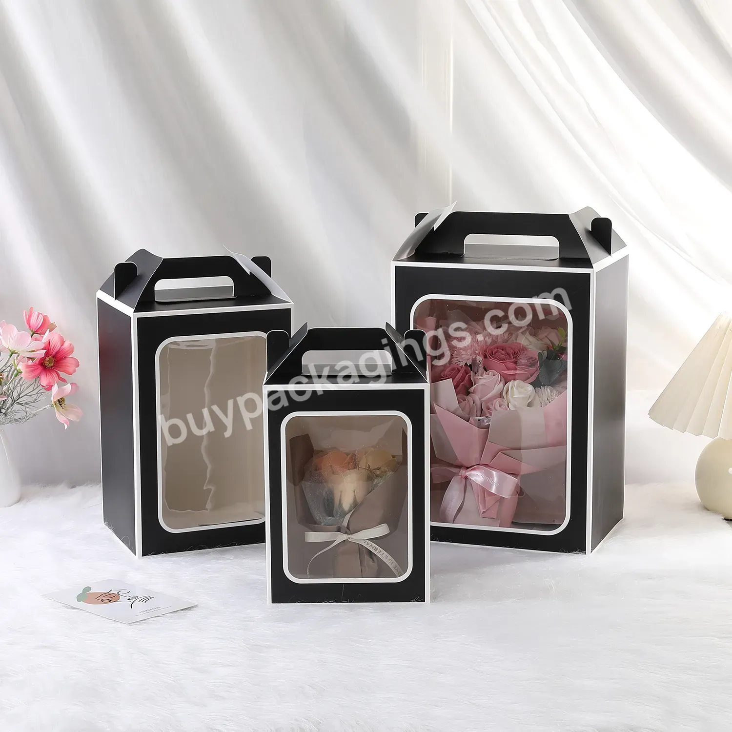 Bear Teddy Rose Flower Gift Packaging Box Custom Folding Wedding Box With Clear Window