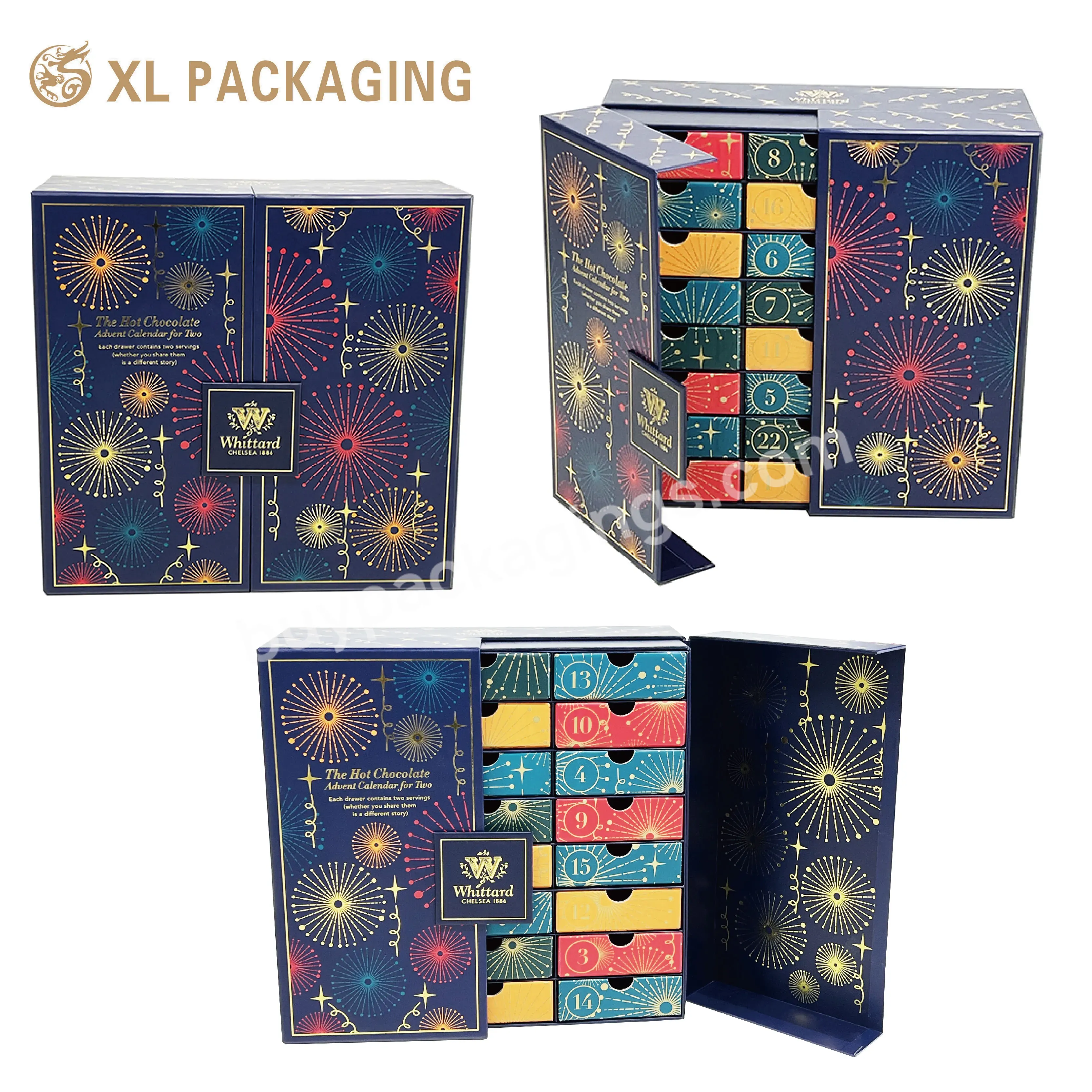 Beauty Advent Calendar Box Double Door Coffee Tea Calendar Gift Box Christmas Season Advent Calendar Box Packaging For Gifts - Buy Beauty Advent Calendar Box Double Door Coffee Tea Calendar Gift Box,Christmas Season Advent Calendar Box Packaging For