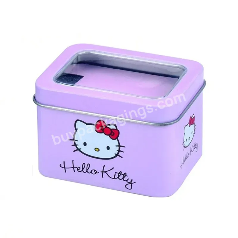 Best Selling Cute Cartoon Metal Watch Small Gift Tin Box With Window Empty Tin Cans