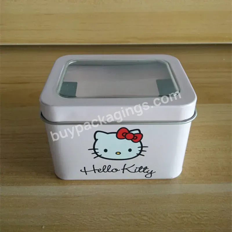 Best Selling Cute Cartoon Metal Watch Small Gift Tin Box With Window Empty Tin Cans