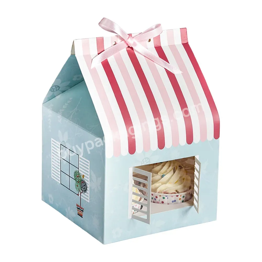 Big House Shaped Cupcake Christmas Chocolate Muffin Gift Storage Wedding Invitation Gift Packaging Boxes - Buy Creative Special House Shape Design Cardboard Paper Box Bag With Window,Quality Food Grade Cardboard Printed Custom Pattern,Ribbon Decorati