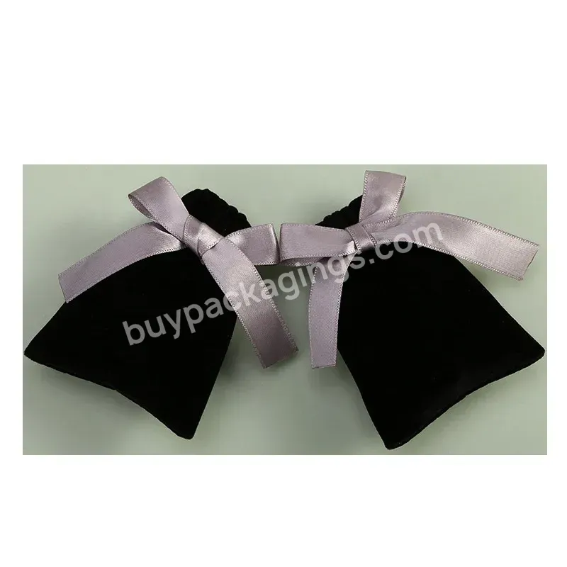 Black Velvet Bags With Logo Hot Sale Various Size Premium Gift Bags Nail Enamel Packaging Luxury Drawstring Bags